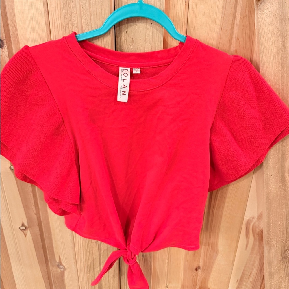 Dolan Bright Red Tie-Front Blouse
